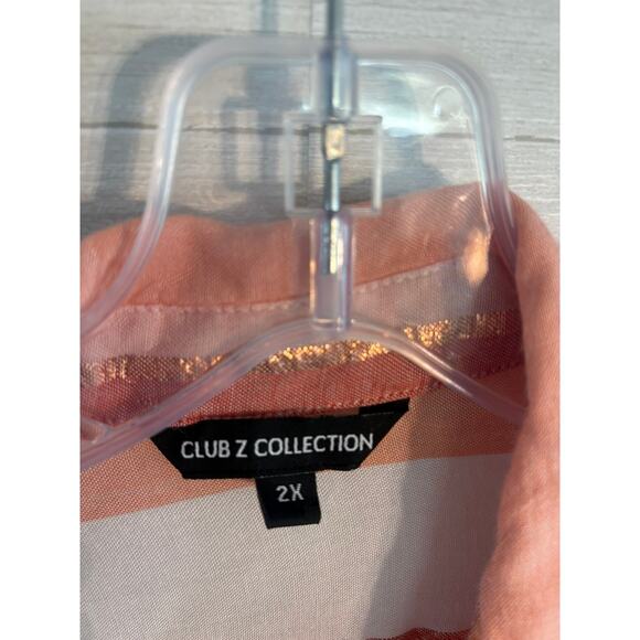 Club Z Collection Striped Rayon Eyelet Top Blouse Size 2X - Picture 3 of 6